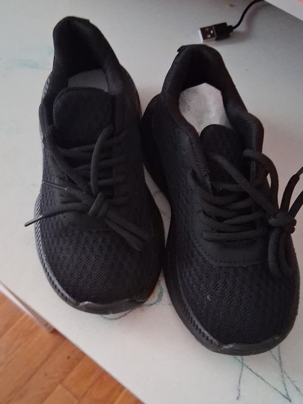 Kids Black Lace-Up Athletic Sneakers